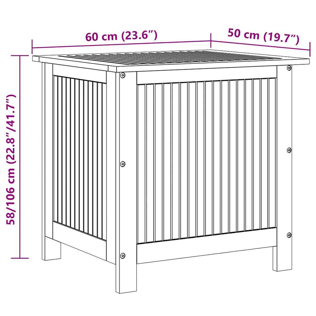Garden Storage Box 60x50x58 cm Solid Acacia Wood